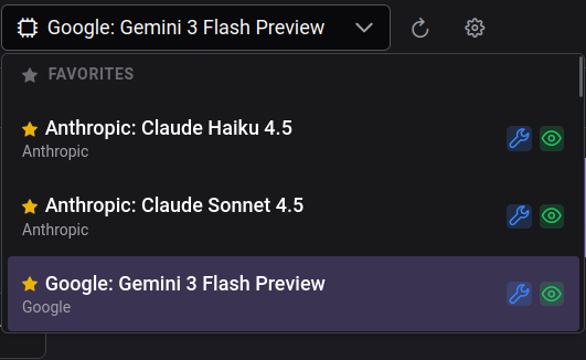 Model Dropdown with Favorites